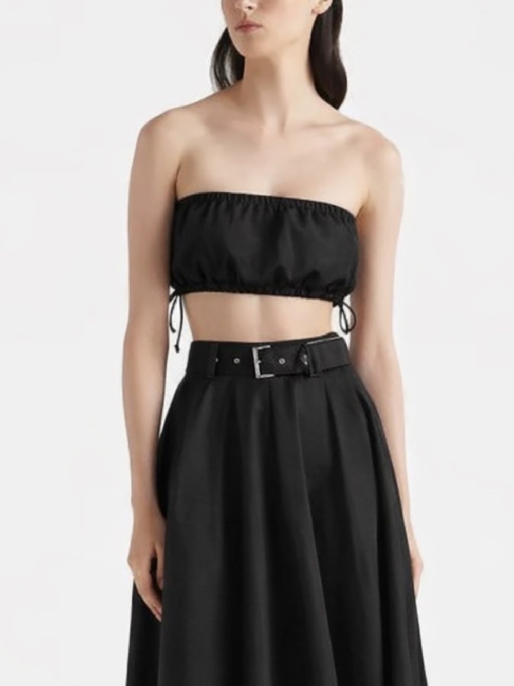 VANS Riley Parachute Nylon Bungee Cord Strapless Crop Tube Top Black XS